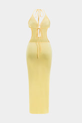 Ruffle Cut Out Tie Up Backless Maxi Dress